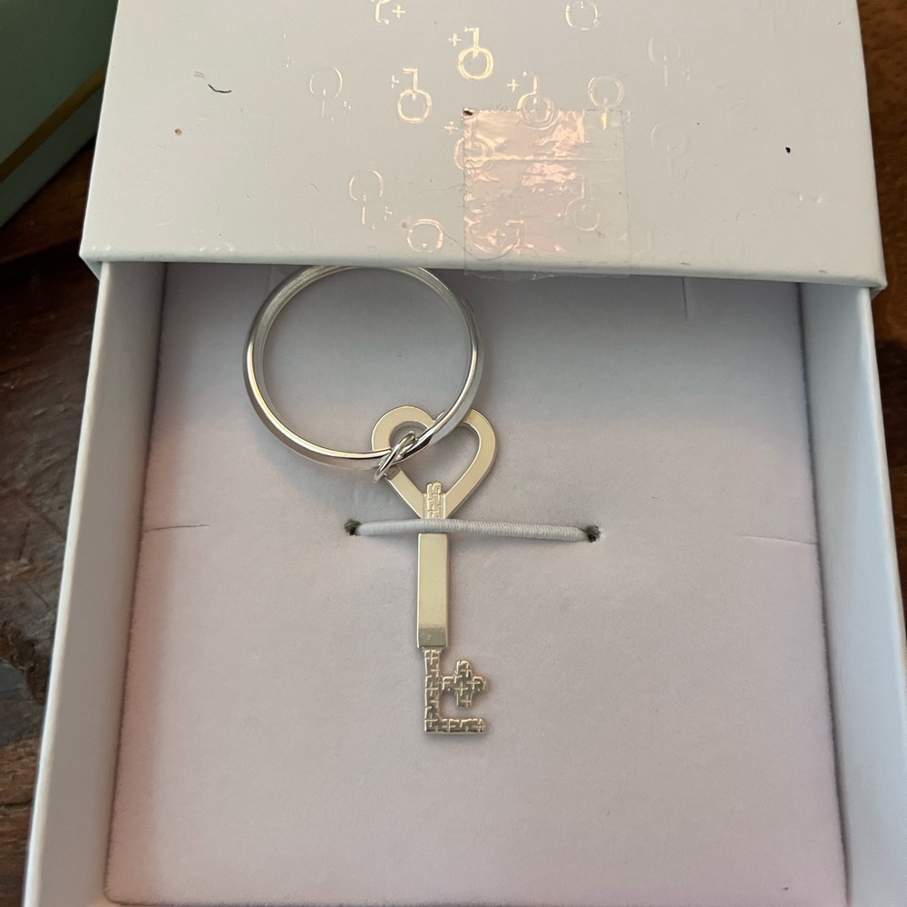 Silver Key-Shaped Keychain